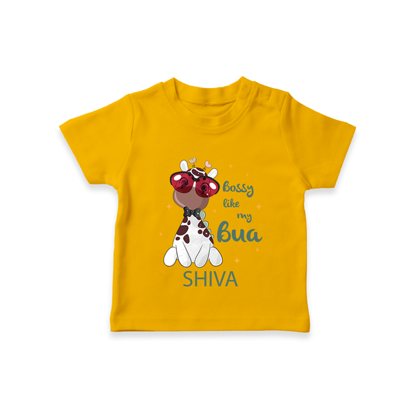 Bossy Like My Bua T-Shirt | Personalized Baby T-Shirt for Bua's Little Boss - CHROME YELLOW - 0-5 Months Old (Chest 17")