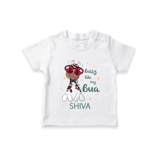Bossy Like My Bua T-Shirt | Personalized Baby T-Shirt for Bua's Little Boss - WHITE - 0-5 Months Old (Chest 17")