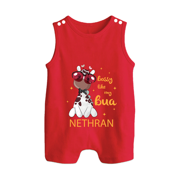 Bossy Like My Bua Romper Suit / Sleeveless Romper | Personalized Baby Romper Suit / Sleeveless Romper for Bua's Little Boss - RED - 0 - 5 Months Old (Chest 18")