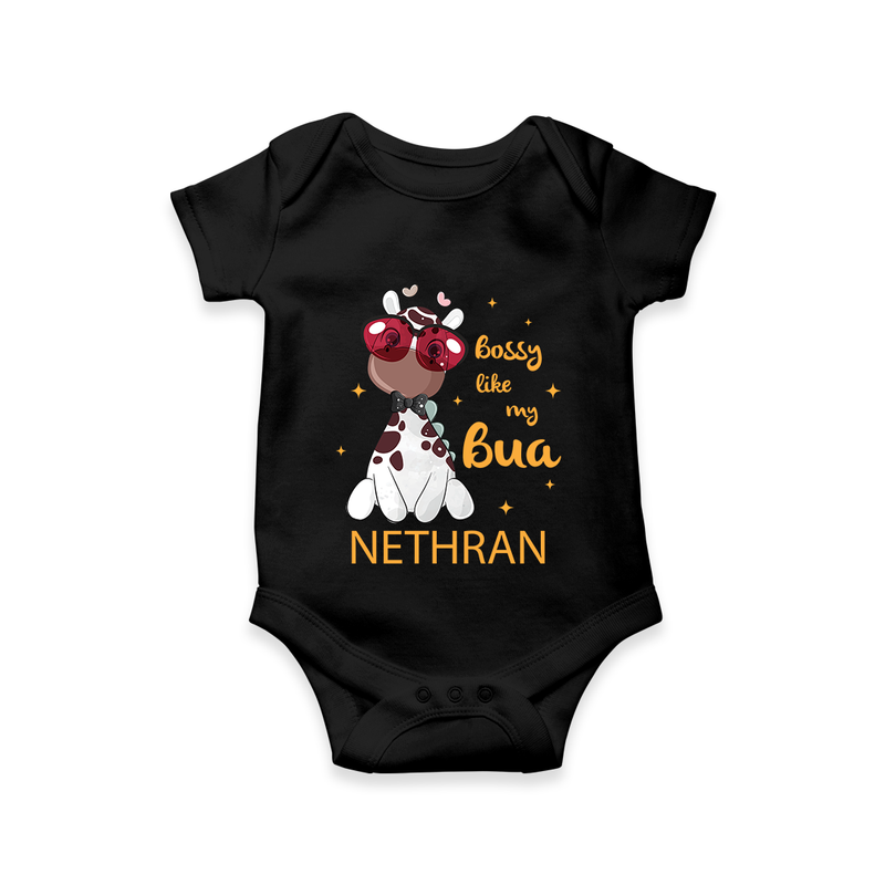 Bossy Like My Bua Romper / Onesie | Personalized Baby Romper / Onesie for Bua's Little Boss - BLACK - New Born (Chest 14")