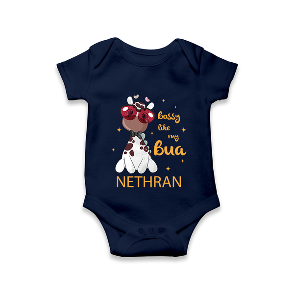 Bossy Like My Bua Romper / Onesie | Personalized Baby Romper / Onesie for Bua's Little Boss - NAVY BLUE - New Born (Chest 14")