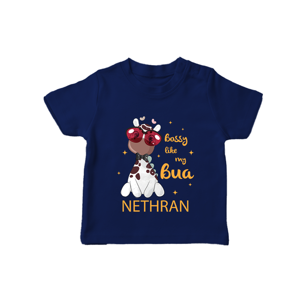 Bossy Like My Bua T-Shirt | Personalized Baby T-Shirt for Bua's Little Boss - NAVY BLUE - 0-5 Months Old (Chest 17")