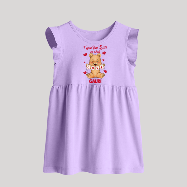 I Love My Bua So Much Baby Frock | Custom Baby Frock for Bua's Little Love - LILAC - 0 - 3 Months Old (Chest 17")