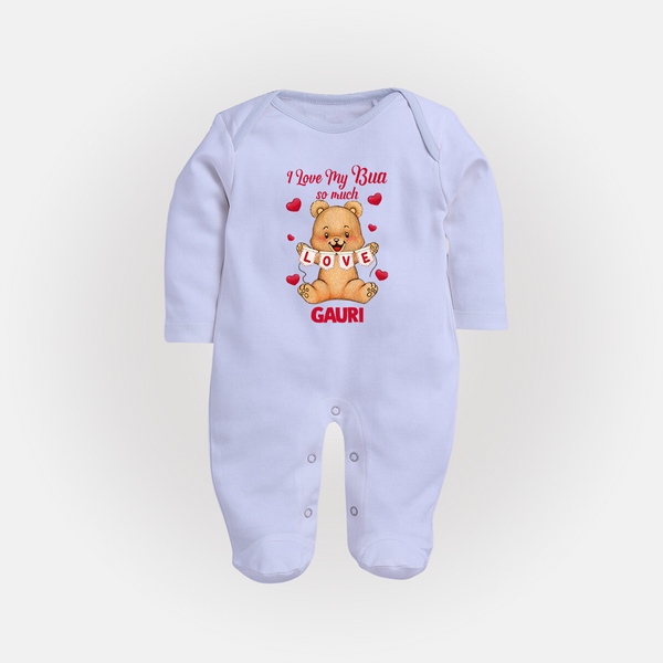I Love My Bua So Much Sleep Suit / Full Sleeve Body Suit | Custom Baby Sleep Suit / Full Sleeve Body Suit for Bua's Little Love - BABY BLUE - New Born (Chest 7.5")