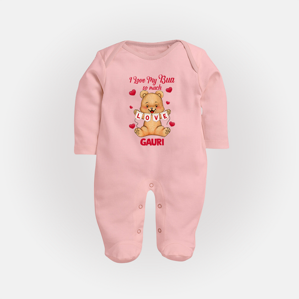 I Love My Bua So Much Sleep Suit / Full Sleeve Body Suit | Custom Baby Sleep Suit / Full Sleeve Body Suit for Bua's Little Love - BABY PINK - New Born (Chest 7.5")