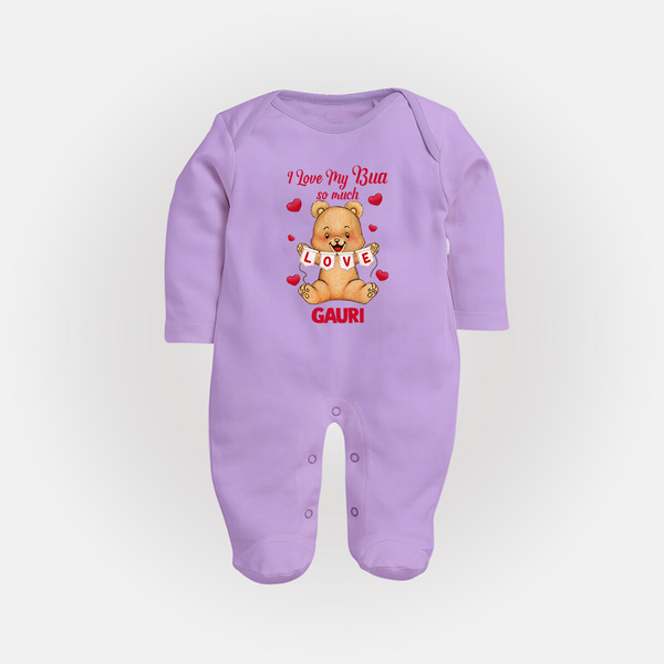 I Love My Bua So Much Sleep Suit / Full Sleeve Body Suit | Custom Baby Sleep Suit / Full Sleeve Body Suit for Bua's Little Love - LILAC - New Born (Chest 7.5")