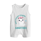 Bua's Favourite Rasagulla Romper Suit / Sleeveless Romper | Personalized Baby Romper Suit / Sleeveless Romper for Bua's Favorite - WHITE - 0 - 5 Months Old (Chest 18")