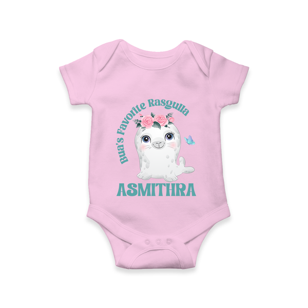 Bua's Favourite Rasagulla Romper / Onesie | Personalized Baby Romper / Onesie for Bua's Favorite - BABY PINK - New Born (Chest 14")