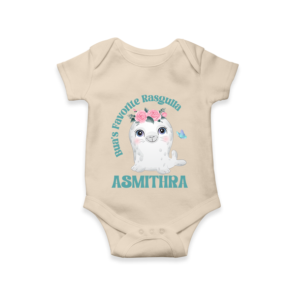 Bua's Favourite Rasagulla Romper / Onesie | Personalized Baby Romper / Onesie for Bua's Favorite - IVORY - New Born (Chest 14")