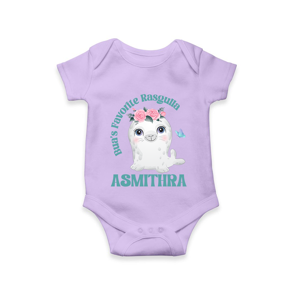Bua's Favourite Rasagulla Romper / Onesie | Personalized Baby Romper / Onesie for Bua's Favorite - LILAC - New Born (Chest 14")