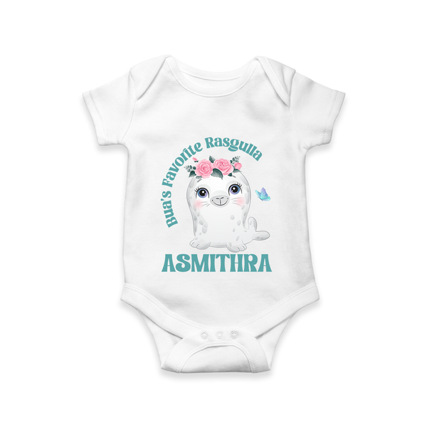 Bua's Favourite Rasagulla Romper / Onesie | Personalized Baby Romper / Onesie for Bua's Favorite - WHITE - New Born (Chest 14")