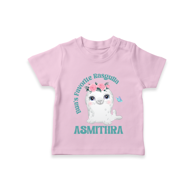 Bua's Favourite Rasagulla T-Shirt | Personalized Baby T-Shirt for Bua's Favorite - BABY PINK - 0-5 Months Old (Chest 17")