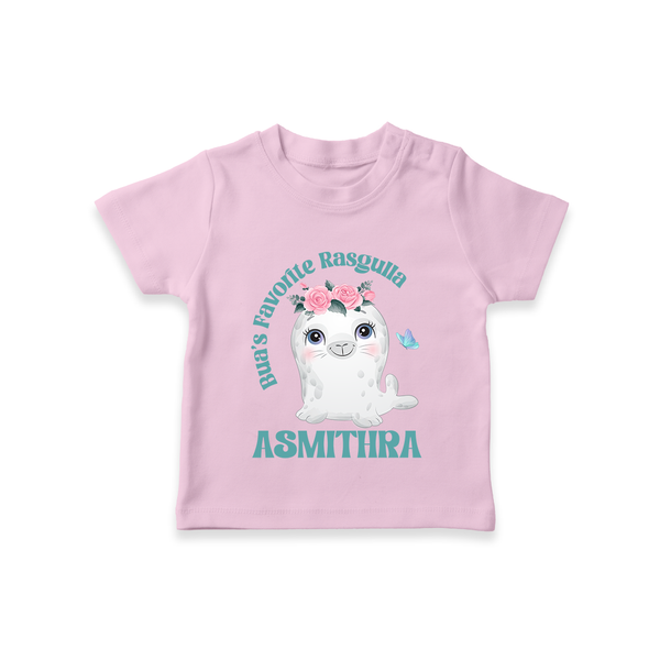 Bua's Favourite Rasagulla T-Shirt | Personalized Baby T-Shirt for Bua's Favorite - BABY PINK - 0-5 Months Old (Chest 17")
