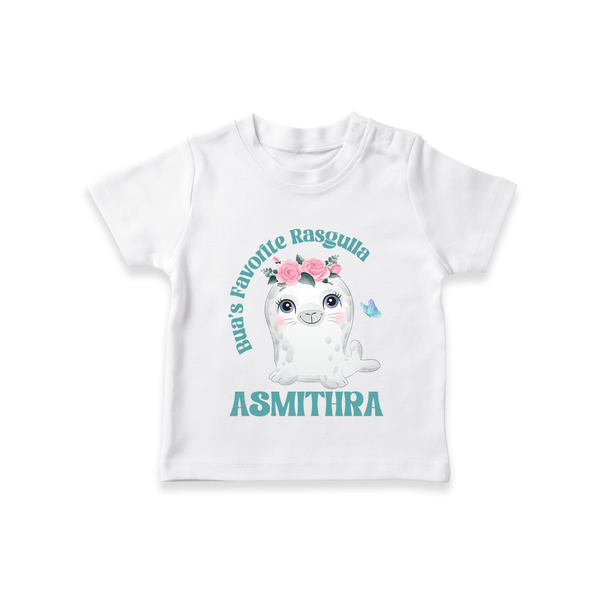 Bua's Favourite Rasagulla T-Shirt | Personalized Baby T-Shirt for Bua's Favorite - WHITE - 0-5 Months Old (Chest 17")