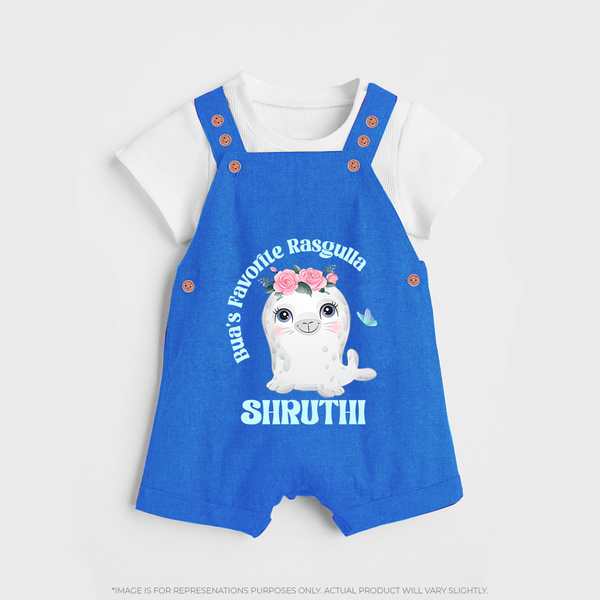 Bua's Favourite Rasagulla Dungaree Set | Personalized Baby Dungaree Set for Bua's Favorite - COBALT BLUE - 0 - 5 Months Old (Chest 18")
