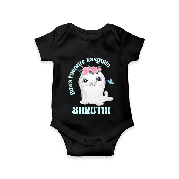 Bua's Favourite Rasagulla Romper / Onesie | Personalized Baby Romper / Onesie for Bua's Favorite - BLACK - New Born (Chest 14")