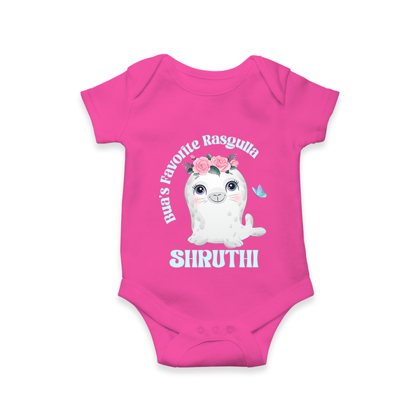 Bua's Favourite Rasagulla Romper / Onesie | Personalized Baby Romper / Onesie for Bua's Favorite - HOT PINK - New Born (Chest 14")