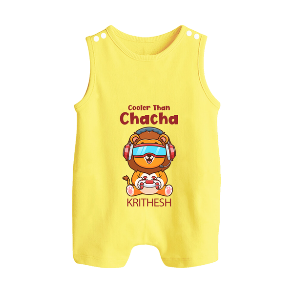 Cooler Than Chacha Romper Suit / Sleeveless Romper | Custom Baby Romper Suit / Sleeveless Romper for Chacha's Cool Kid - PASTEL YELLOW - 0 - 5 Months Old (Chest 18")