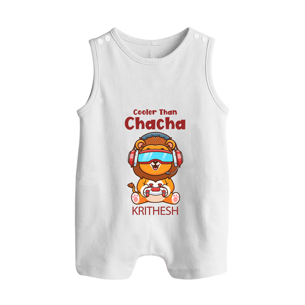 Cooler Than Chacha Romper Suit / Sleeveless Romper | Custom Baby Romper Suit / Sleeveless Romper for Chacha's Cool Kid - WHITE - 0 - 5 Months Old (Chest 18")
