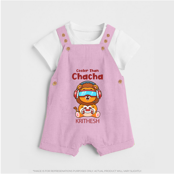 Cooler Than Chacha Dungaree Set | Custom Baby Dungaree Set for Chacha's Cool Kid - BABY PINK - 0 - 5 Months Old (Chest 18")