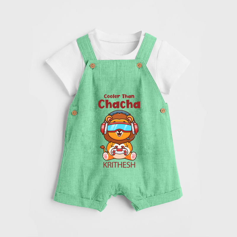 Cooler Than Chacha Dungaree Set | Custom Baby Dungaree Set for Chacha's Cool Kid - GREEN - 0 - 5 Months Old (Chest 18")
