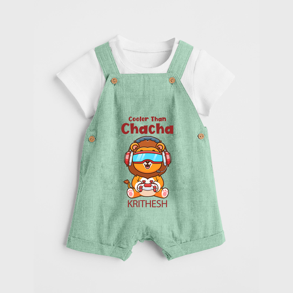 Cooler Than Chacha Dungaree Set | Custom Baby Dungaree Set for Chacha's Cool Kid - MINT GREEN - 0 - 5 Months Old (Chest 18")