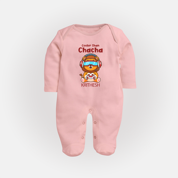 Cooler Than Chacha Sleep Suit / Full Sleeve Body Suit | Custom Baby Sleep Suit / Full Sleeve Body Suit for Chacha's Cool Kid - BABY PINK - New Born (Chest 7.5")