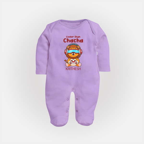 Cooler Than Chacha Sleep Suit / Full Sleeve Body Suit | Custom Baby Sleep Suit / Full Sleeve Body Suit for Chacha's Cool Kid - LILAC - New Born (Chest 7.5")