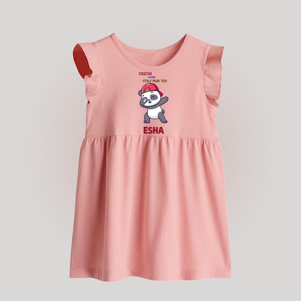 Chacha Ki Copy Style Mein Topi Baby Frock | Personalized Baby Frock for Chacha's Little Copy - BABY PINK - 0 - 3 Months Old (Chest 17")
