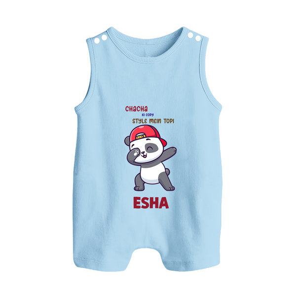Chacha Ki Copy Style Mein Topi Romper Suit / Sleeveless Romper | Personalized Baby Romper Suit / Sleeveless Romper for Chacha's Little Copy - BABY BLUE - 0 - 5 Months Old (Chest 18")