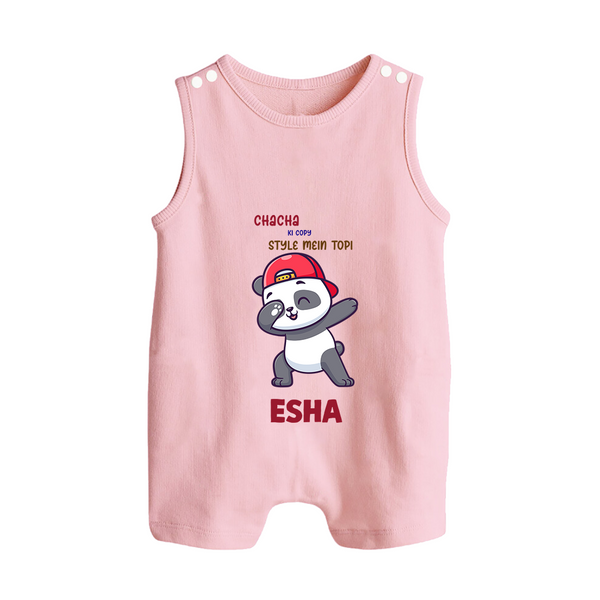 Chacha Ki Copy Style Mein Topi Romper Suit / Sleeveless Romper | Personalized Baby Romper Suit / Sleeveless Romper for Chacha's Little Copy - BABY PINK - 0 - 5 Months Old (Chest 18")