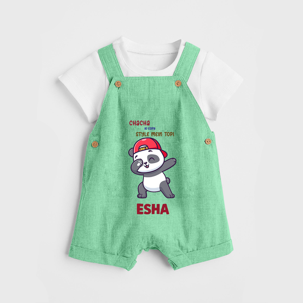 Chacha Ki Copy Style Mein Topi Dungaree Set | Personalized Baby Dungaree Set for Chacha's Little Copy - GREEN - 0 - 5 Months Old (Chest 18")