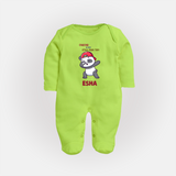 Chacha Ki Copy Style Mein Topi Sleep Suit / Full Sleeve Body Suit | Personalized Baby Sleep Suit / Full Sleeve Body Suit for Chacha's Little Copy - LIME GREEN - New Born (Chest 7.5")