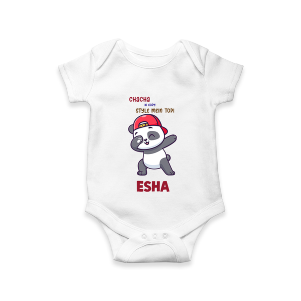 Chacha Ki Copy Style Mein Topi Romper / Onesie | Personalized Baby Romper / Onesie for Chacha's Little Copy - WHITE - New Born (Chest 14")