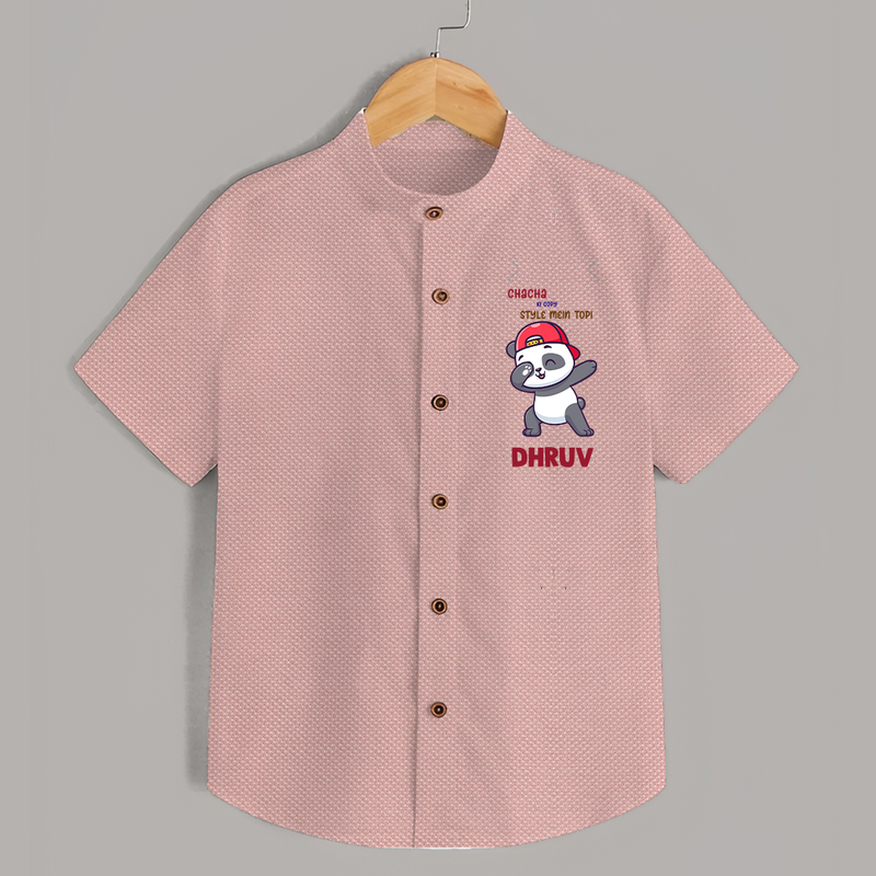 Chacha Ki Copy Style Mein Topi Shirt | Personalized Baby Shirt for Chacha's Little Copy - PEACH - 0 - 6 Months Old (Chest 23")