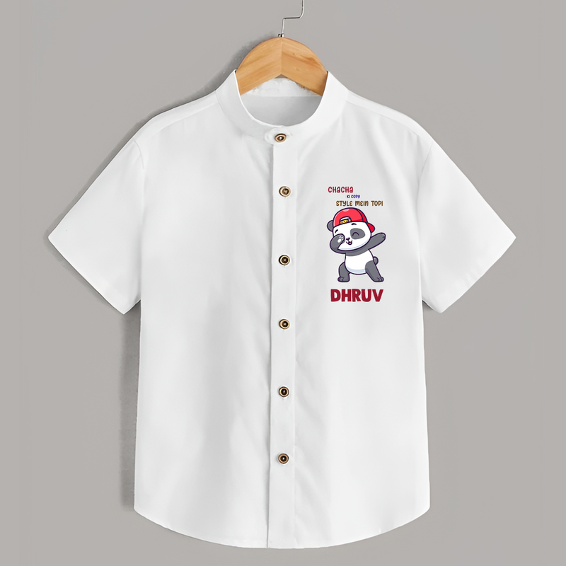 Chacha Ki Copy Style Mein Topi Shirt | Personalized Baby Shirt for Chacha's Little Copy - WHITE - 0 - 6 Months Old (Chest 23")