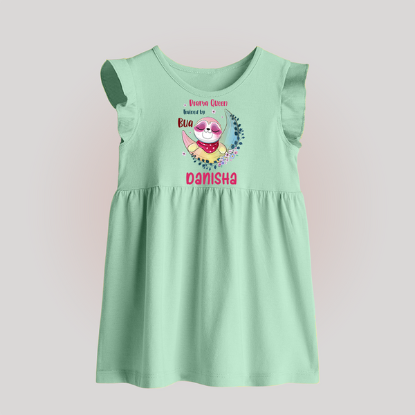 Drama Queen Trained By Bua Baby Frock | Custom Baby Frock for Bua's Drama Queen - MINT GREEN - 0 - 3 Months Old (Chest 17")