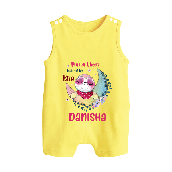Drama Queen Trained By Bua Romper Suit / Sleeveless Romper | Custom Baby Romper Suit / Sleeveless Romper for Bua's Drama Queen - PASTEL YELLOW - 0 - 5 Months Old (Chest 18")