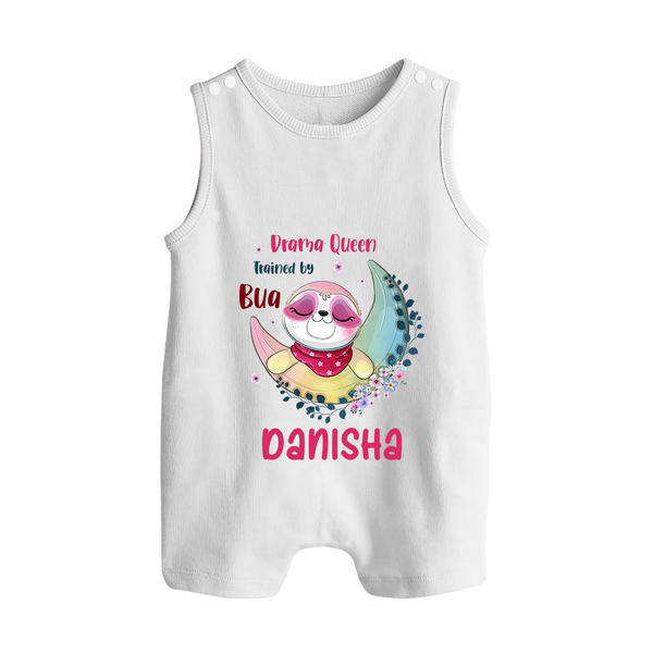 Drama Queen Trained By Bua Romper Suit / Sleeveless Romper | Custom Baby Romper Suit / Sleeveless Romper for Bua's Drama Queen - WHITE - 0 - 5 Months Old (Chest 18")