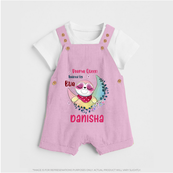 Drama Queen Trained By Bua Dungaree Set | Custom Baby Dungaree Set for Bua's Drama Queen - BABY PINK - 0 - 5 Months Old (Chest 18")