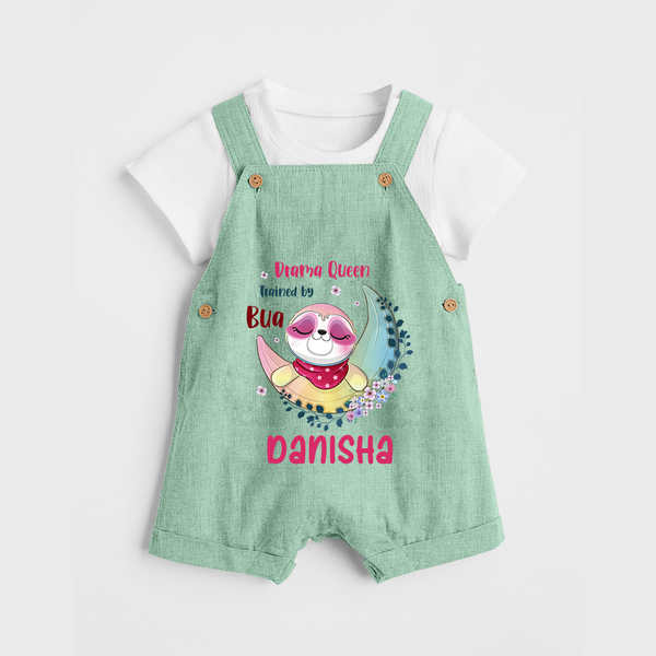 Drama Queen Trained By Bua Dungaree Set | Custom Baby Dungaree Set for Bua's Drama Queen - MINT GREEN - 0 - 5 Months Old (Chest 18")