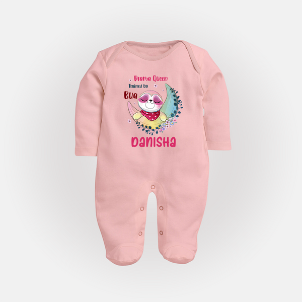 Drama Queen Trained By Bua Sleep Suit / Full Sleeve Body Suit | Custom Baby Sleep Suit / Full Sleeve Body Suit for Bua's Drama Queen - BABY PINK - New Born (Chest 7.5")