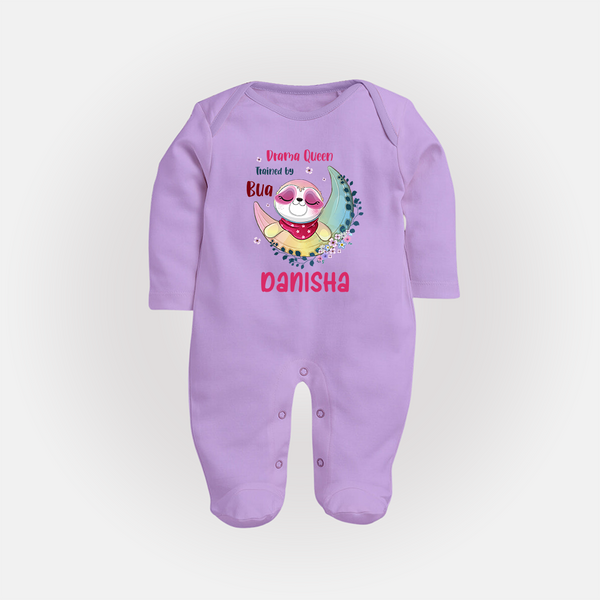 Drama Queen Trained By Bua Sleep Suit / Full Sleeve Body Suit | Custom Baby Sleep Suit / Full Sleeve Body Suit for Bua's Drama Queen - LILAC - New Born (Chest 7.5")