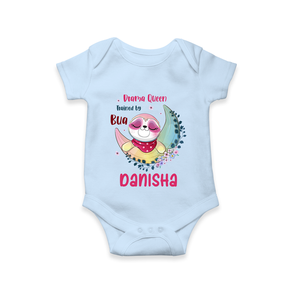Drama Queen Trained By Bua Romper / Onesie | Custom Baby Romper / Onesie for Bua's Drama Queen - BABY BLUE - New Born (Chest 14")