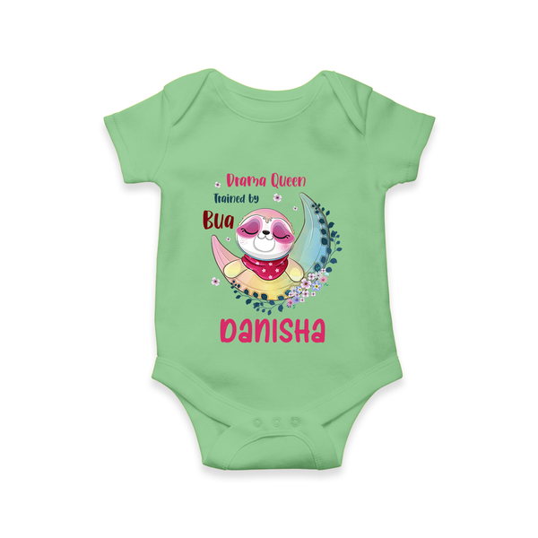 Drama Queen Trained By Bua Romper / Onesie | Custom Baby Romper / Onesie for Bua's Drama Queen - GREEN - New Born (Chest 14")