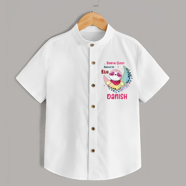 Drama Queen Trained By Bua Shirt | Custom Baby Shirt for Bua's Drama Queen - WHITE - 0 - 6 Months Old (Chest 23")