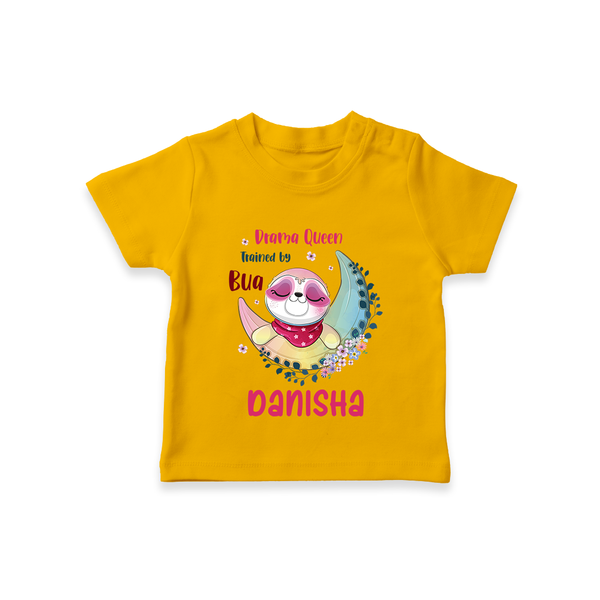 Drama Queen Trained By Bua T-Shirt | Custom Baby T-Shirt for Bua's Drama Queen - CHROME YELLOW - 0-5 Months Old (Chest 17")