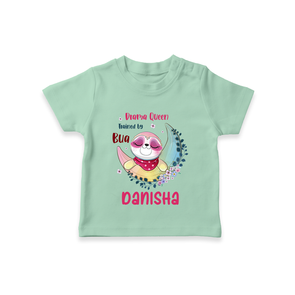 Drama Queen Trained By Bua T-Shirt | Custom Baby T-Shirt for Bua's Drama Queen - MINT GREEN - 0-5 Months Old (Chest 17")