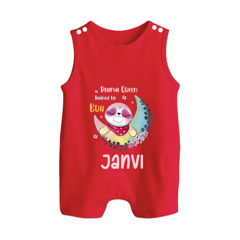 Drama Queen Trained By Bua Romper Suit / Sleeveless Romper | Custom Baby Romper Suit / Sleeveless Romper for Bua's Drama Queen - RED - 0 - 5 Months Old (Chest 18")