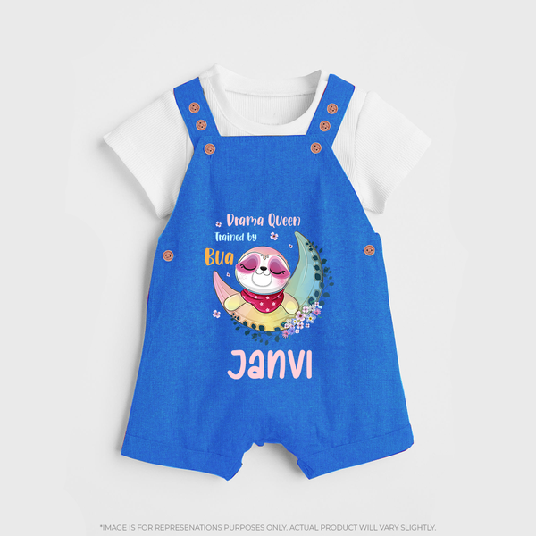 Drama Queen Trained By Bua Dungaree Set | Custom Baby Dungaree Set for Bua's Drama Queen - COBALT BLUE - 0 - 5 Months Old (Chest 18")